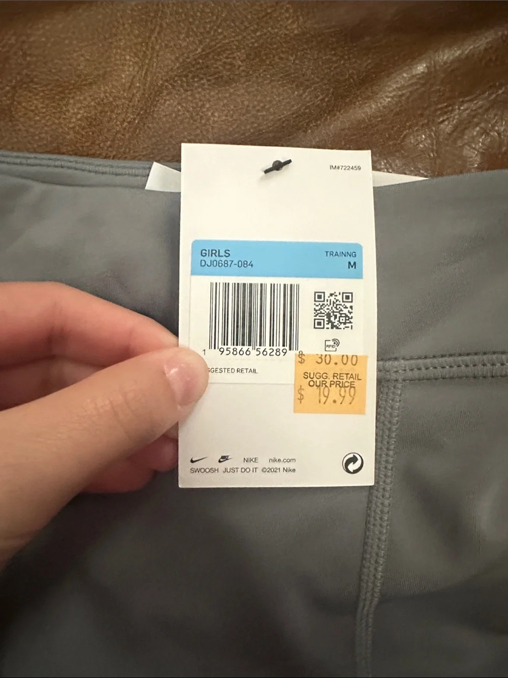 Nike Girls' Gray, White & Pink Colorblock Leggings